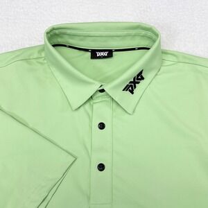 PXG Golf Polo Shirt Mens Size Medium Green Tour Collar Stretch Performance